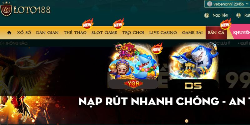 Điểm danh sảnh cược bắn cá Loto188 ấn tượng